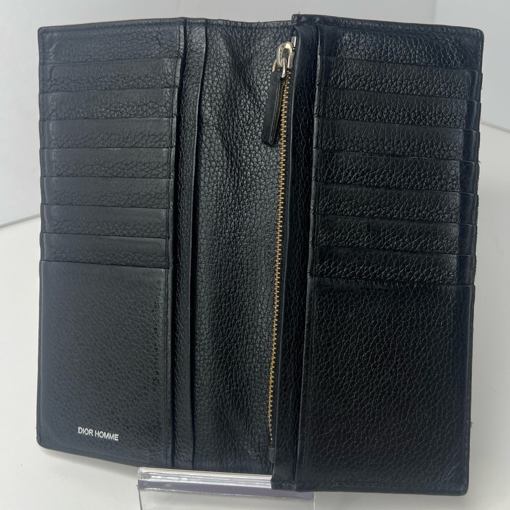 🖤Dior HOMME Black Pebbled Leather Mens Signature Logo Long Wallet RARE!!!! 🖤 - Picture 3 of 11